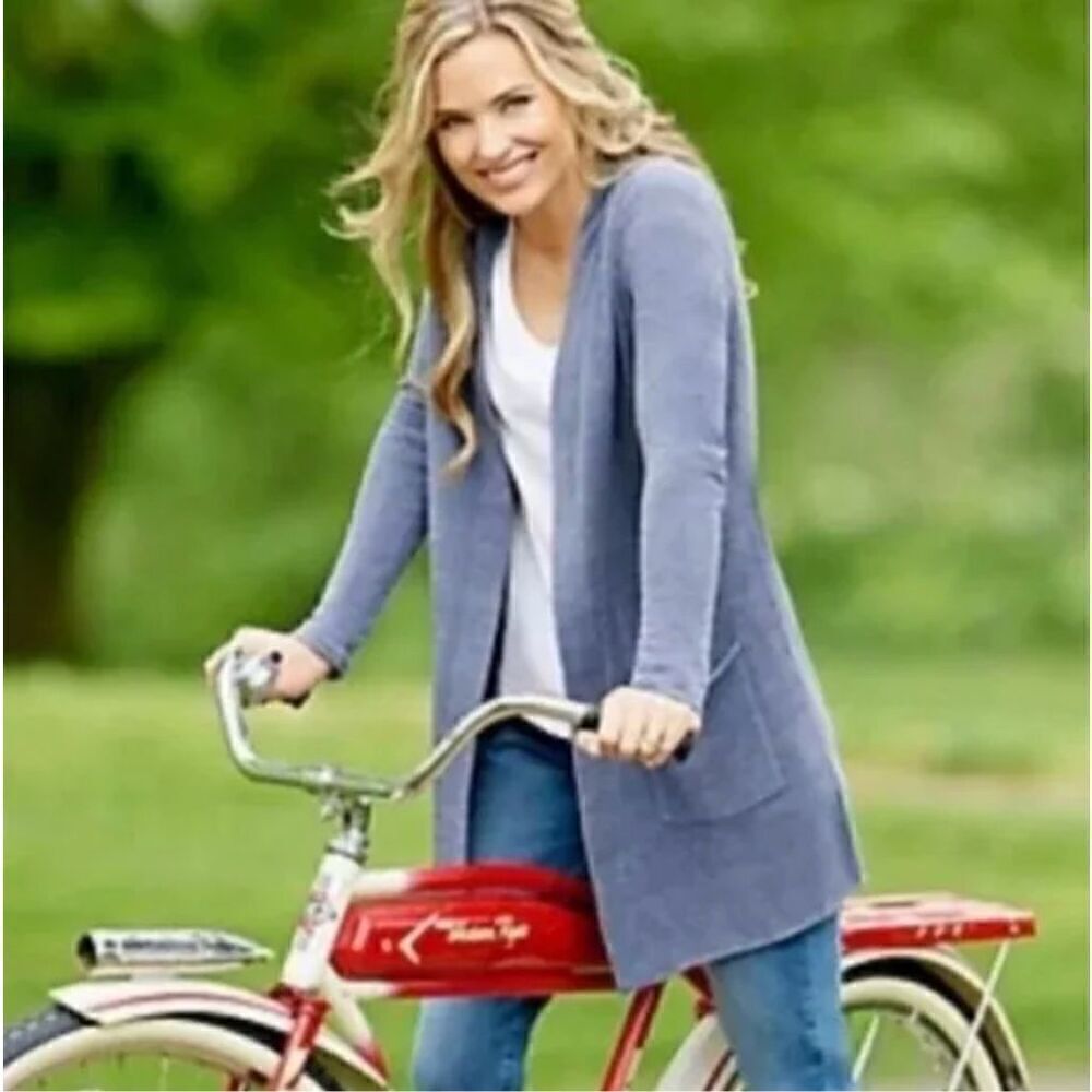 Barefoot Dreams CozyChic Ultra Lite Santa Monica Open Front Longline Cardigan S